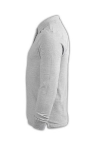 SKLPS003 solid color hemp gray 014 long sleeve men's Polo shirt 1AD01 customized sports solid color Polo shirt polo shirt shop polo shirt manufacturer polo shirt price side view